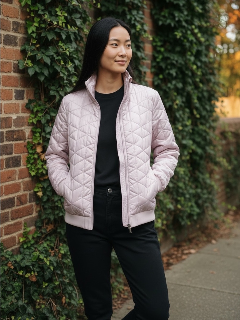 Under Armour Women's Light Pink Quilted Bomber Jacket size large